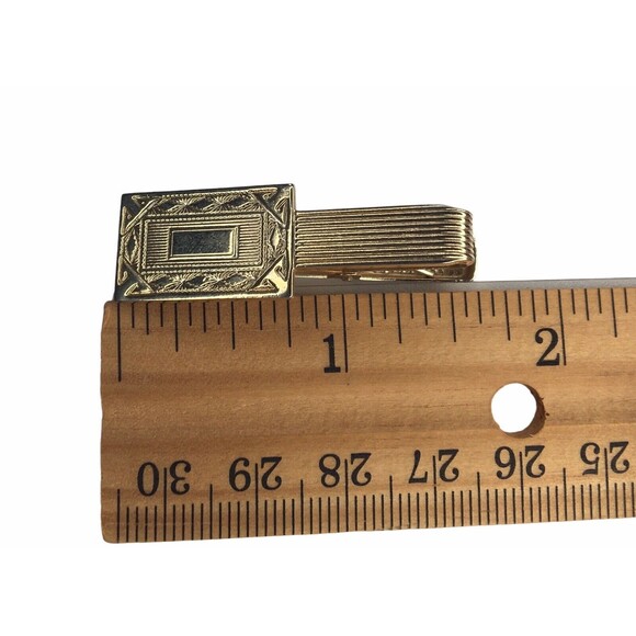 Vtg. Gold Tone Tie Clip Bar Men's Engrave Ready Monogram MCM Ornate Estate - Picture 4 of 5